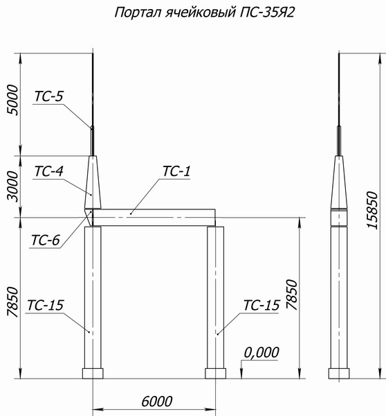 Портал стальной ячейковый ОРУ ПС-35Я2С